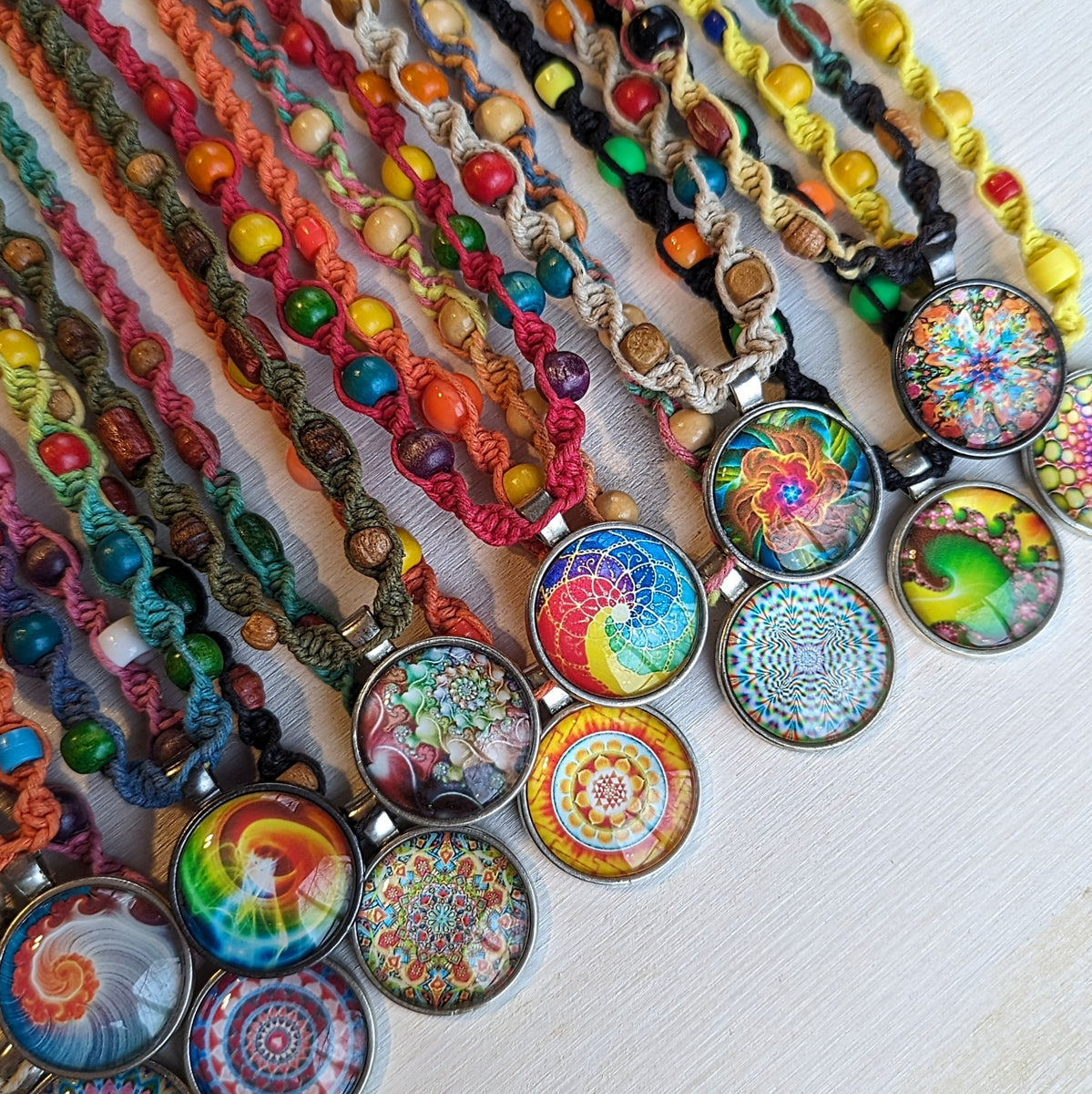 Glass Pendant Hemp Necklaces – Bree Happy Designs