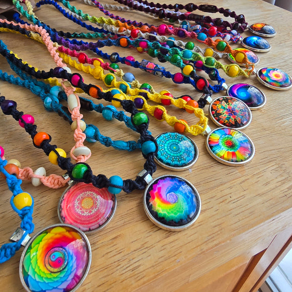 Glass Pendant Hemp Necklaces